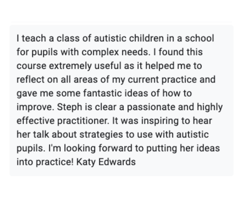 Autism for Teachers testimonial